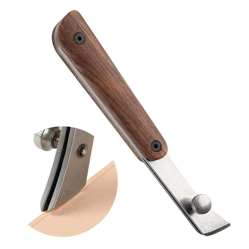 ~Latest Model Adjustable Edge Creaser For Leather Crafting And Working Tools, Stainless Steel With Black Walnut Handle