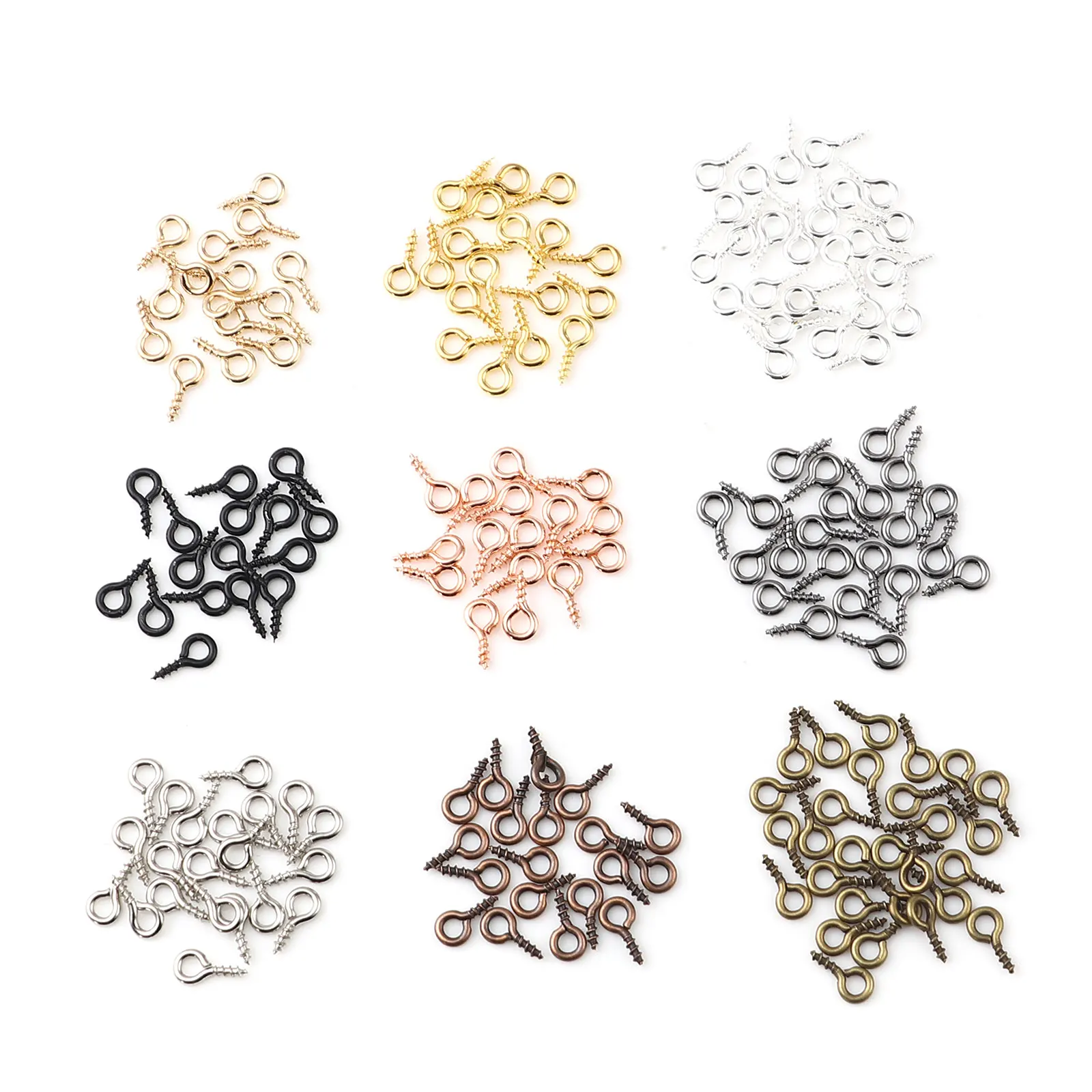 200pcs Mini Screw Eye Pins Eyepins Hooks Eyelets Screw Threaded Iron Alloy Clasps Hook Jewelry Findings For Bracelet DIY Earring