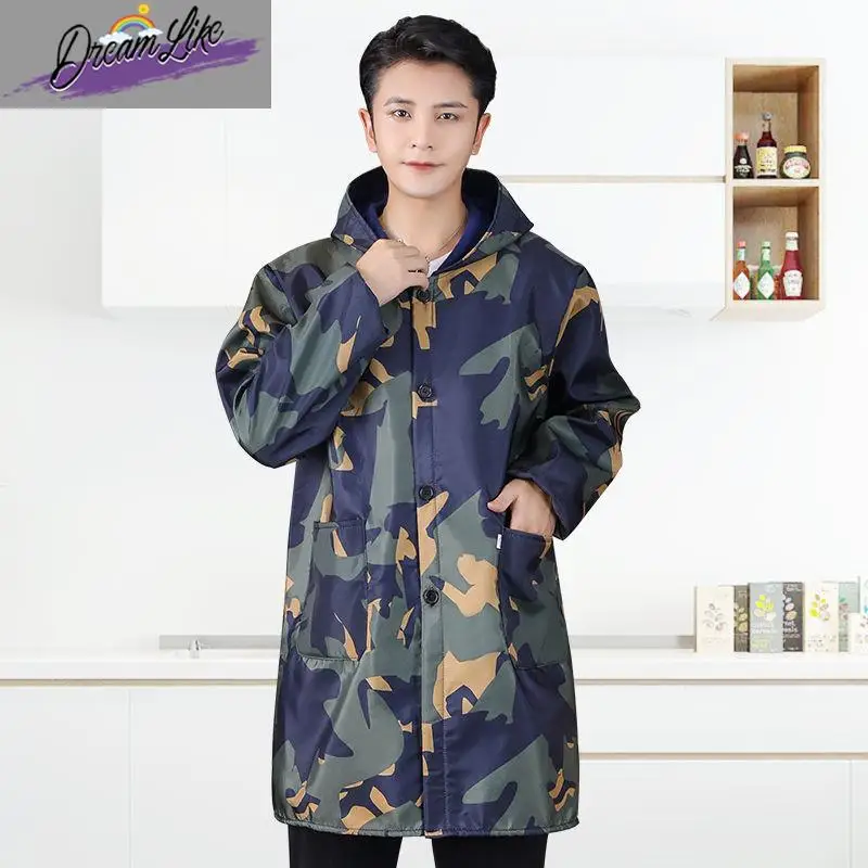 

Autumn Winter Warm Fleece Apron Long Sleeve Workwear Comfortable Loose Protective Clothing Coat for Laborer Large Size