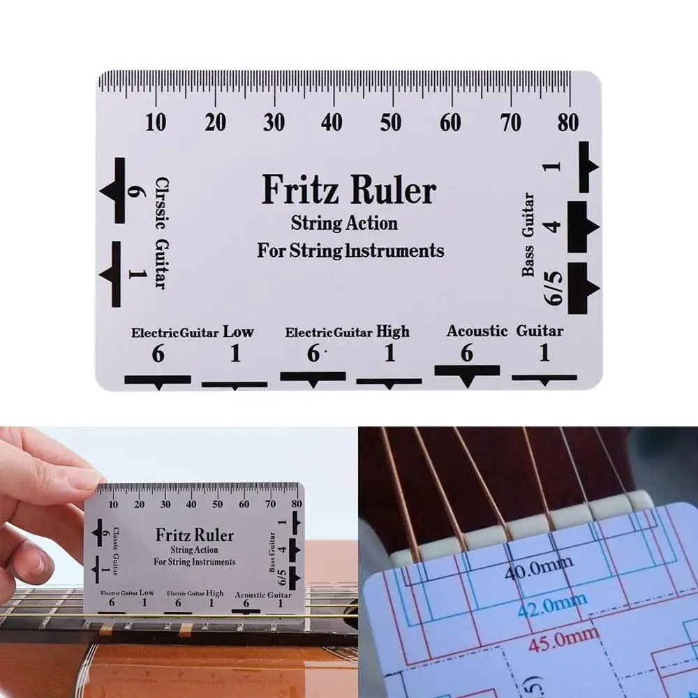 Guitar Strings String Pitch Ruler Luthier Tools Rulers Card Guitar Ruler Instruments Compact Action Gauge Ruler Acoustic Guitar