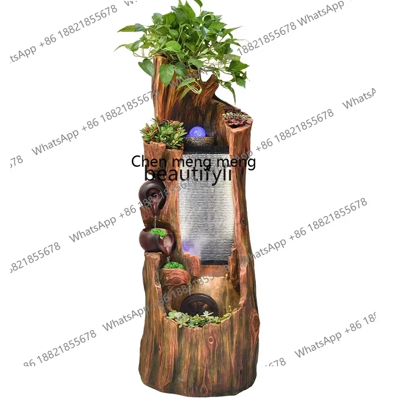 

s1001 Chinese imitation wood carving floor-standing flowing water ornaments living room teahouse interior home decoration