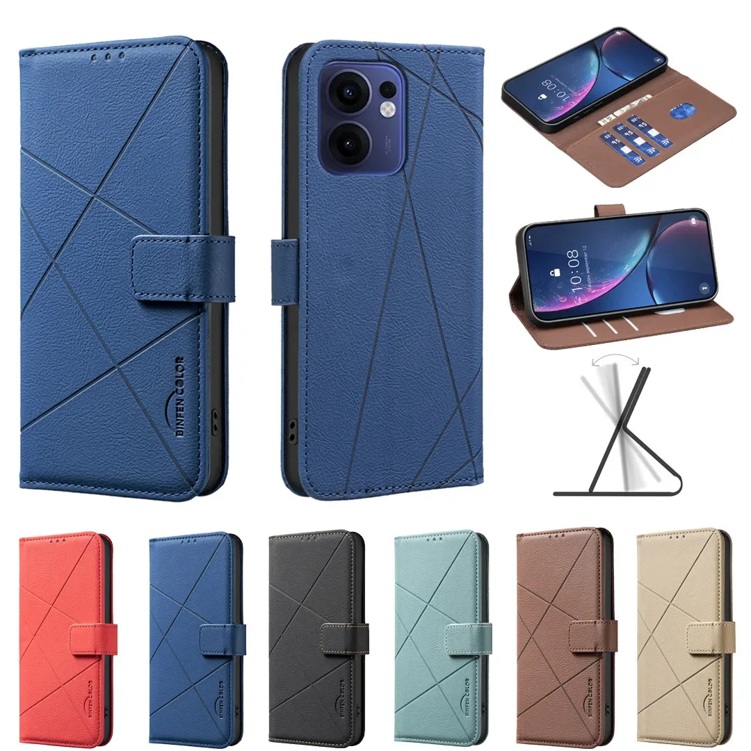 حافظة جلدية مغناطيسية قوية لهاتف OPPO Reno 13F 5G Reno 11F 5G Reno 7Z Reno 5F Reno 5Z 5G مع حامل فتحة للبطاقات Funda