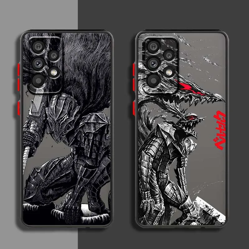 Berserk Guts Fighting Phone Case For Samsung Galaxy A71 A56 A55 A54 A53 A52 A51 A17 A16 A06 Frosted Translucent Cover