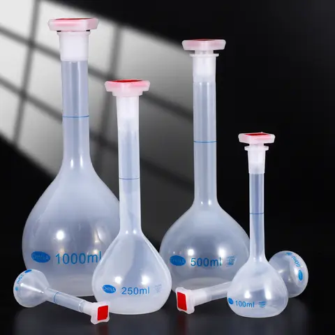 Bilashmart 25/50/100/250/500/1000ml Volumetric Flask With Stopper Long Neck Measuring Flask Graduated Bottle for Test Laboratory Supplies