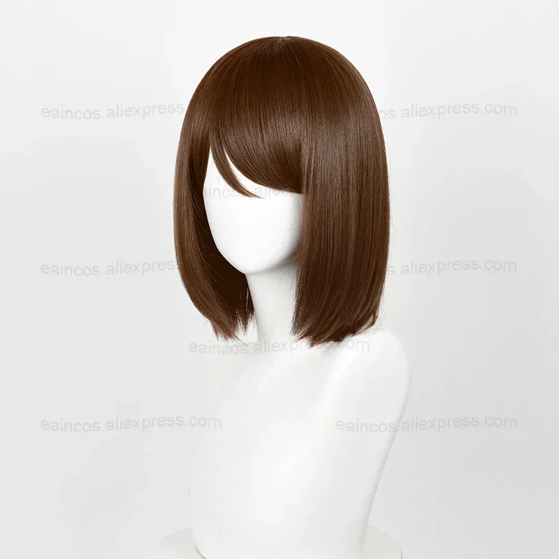 

Anime Leiri Shoko Cosplay Pruik 32Cm Korte Bruine Bob Pruiken Hittebestendig Synthetisch Haar