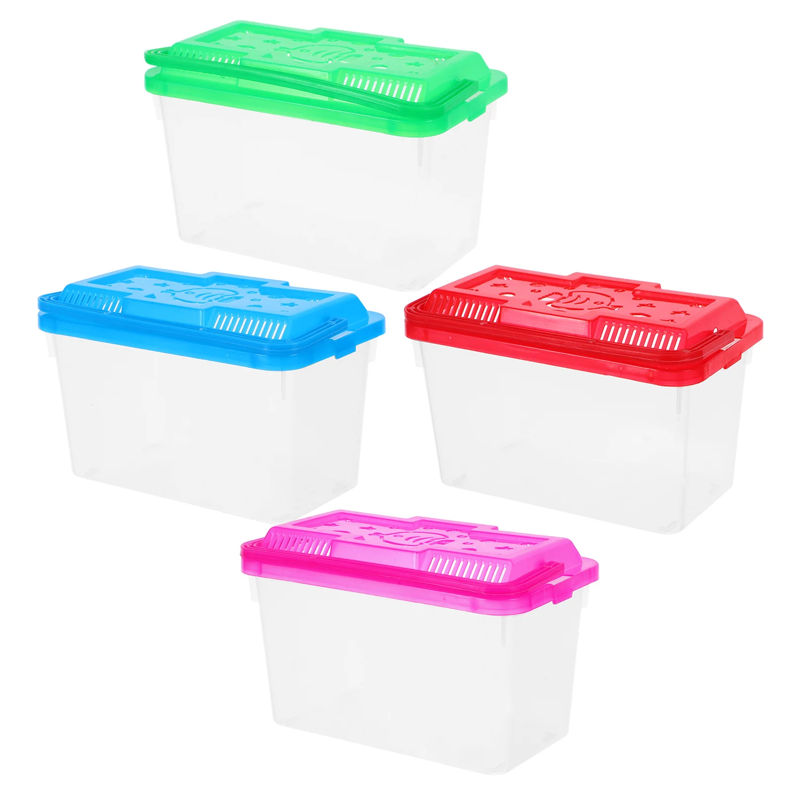 

4Pcs Mini Handheld Transparent Plastic Fish Tank Bright Lid Portable Pet Carrier for Small Fish Turtles Reptiles Hamsters Travel