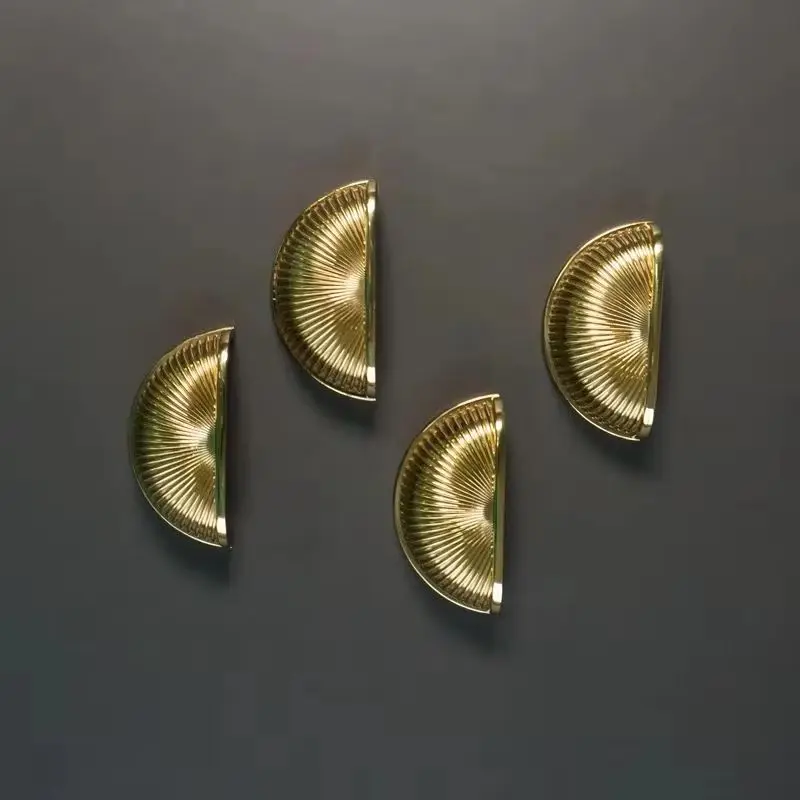 4PCS Pure Brass Shell Hidden Furniture Pulls Handles Drawer Pulls Cupboard Wardrobe Closet Dresser Cabinet Door Pulls Handles