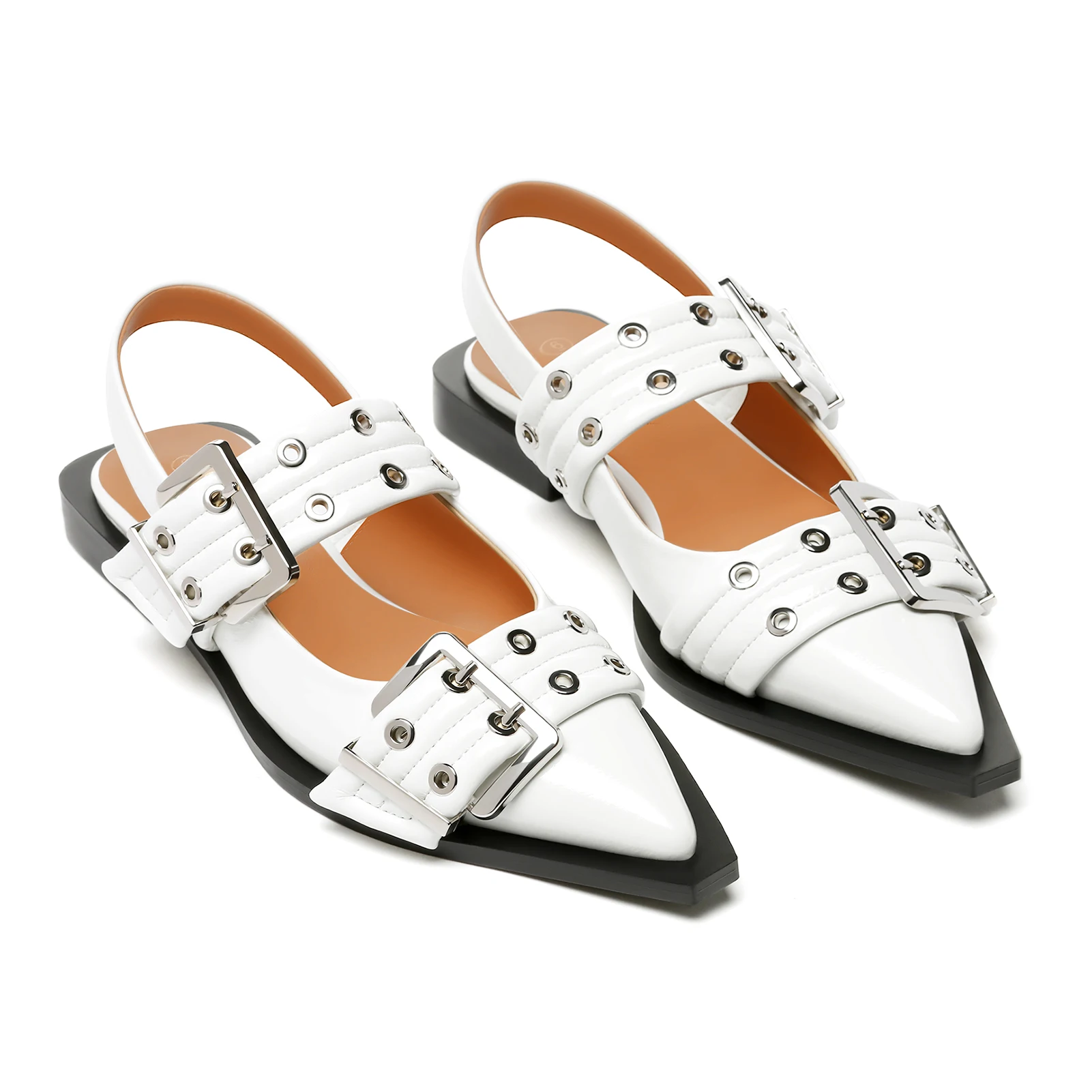 

Женские балетки с пряжкой для женщин, удобные туфли на плоской подошве с открытой пяткой и острым носком