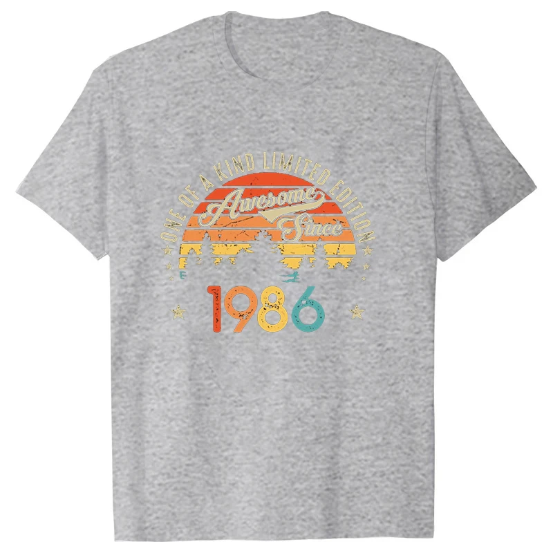 One of a Kind Limited Edition 1986 Pattern Men Women T-Shirt Short Sleeves Harajuku Unisex Fun Tee Trend Large Size Couple Tops