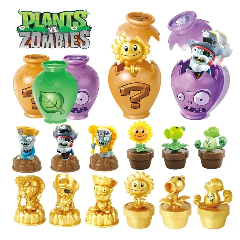 12pcs Plants VS Zombies 2 Crock Pot Surprise Box Set Toys Peashooter SunFlower Pirate Captain Zombie Game Figure Model Toys Boys