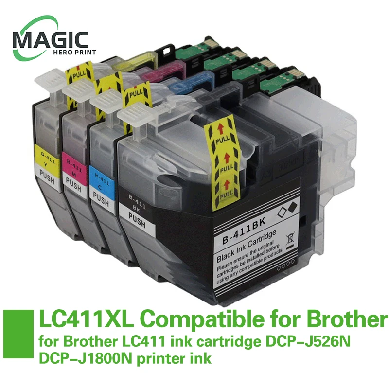 NEW Compatible for Brother LC411 ink cartridge DCP-J526N DCP-J1800N printer ink