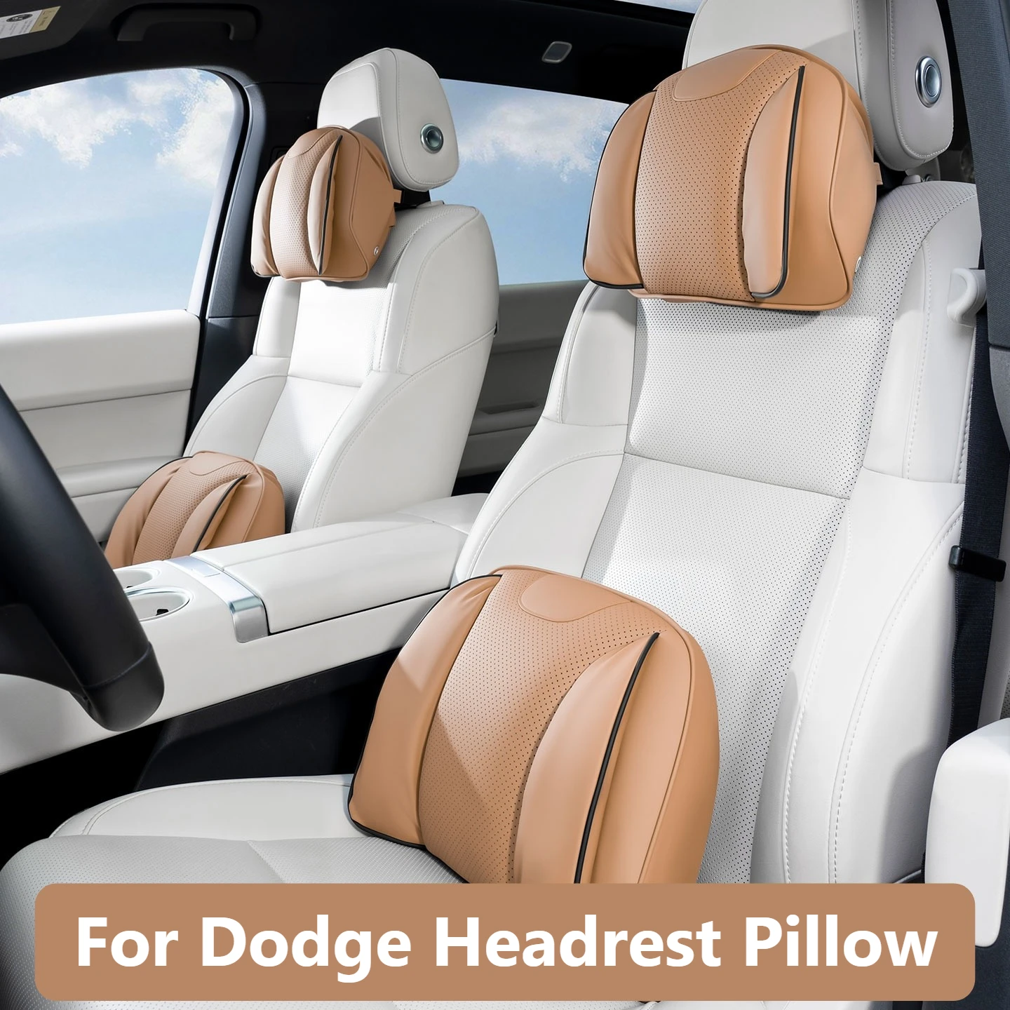 For Dodge Car Headrest Pillow Lumbar Pillow Luxury Nappa Leather Fit Challenger Charger Durango RAM 1500 RAM TRX Journey Caliber view 3