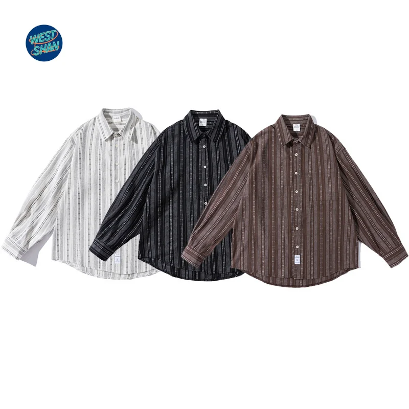 

WESTSHAN Top Quality EU US Size EU US Size High Quality Luxury Vintage Men Casual Stylish Long Sleeve Button-Up Striped Shirts