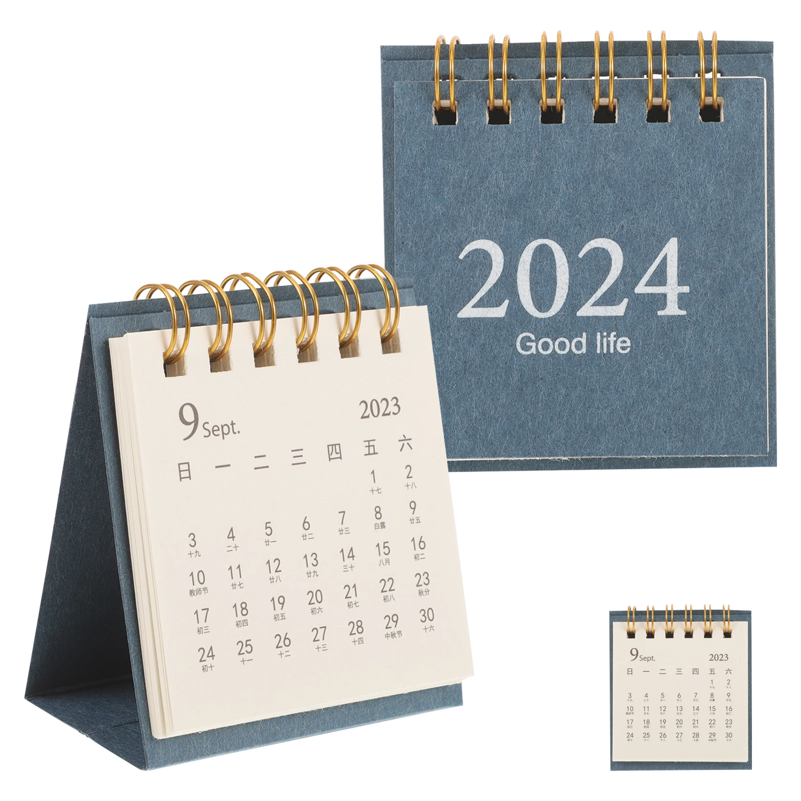 

2 Pcs Mini Desk Calendar 2024 Small Calendars Flip Page Monthly Memo Thick Paper Base Teachers Students Office Workers Schedule