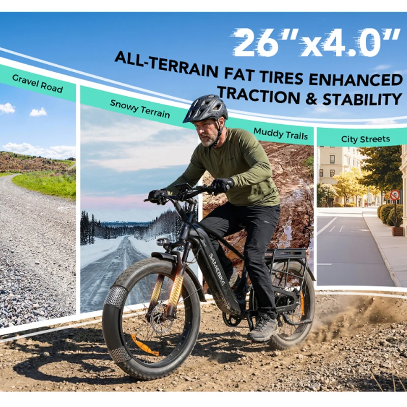 E-Bike for Adults,SAMEBIKE STORM  1800W Motor, 48V 20Ah Removable Lithium Battery, 31MPH Max Speed，26 inch Fat Tire Full Suspension Electric Mountain Bike Hydraulic Disc Brakes, Long Range Off-Road Beach Snow Bicycle。 image 8