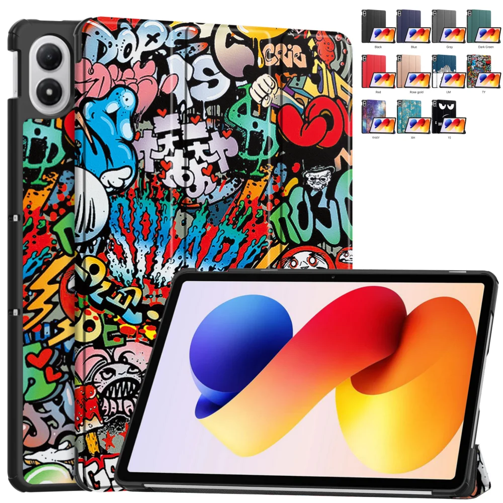 

For Xiaomi Redmi Pad 2 Pro 12.1 inch 2025 Case Tri-fold Caster Hard Shell Flip Magnetic Tablet Cover for Redmi Pad 2Pro 12.1"