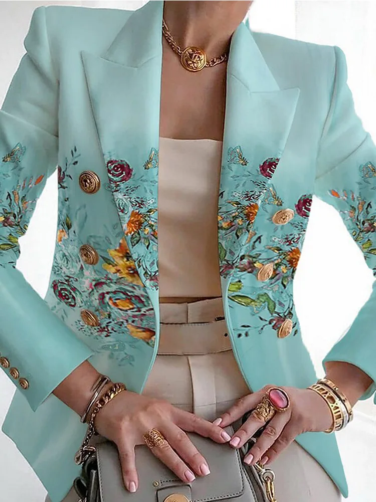 Spring new European and American women\'s fashion print suit slim suit coats  blazer women  women blazer