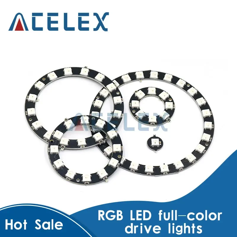 RGB LED Ring 1Bit 8Bit 12Bit 16Bit 24Bit WS2812 5050 RGB LED + Integrated Drivers Built-in full-color actuate lights Round