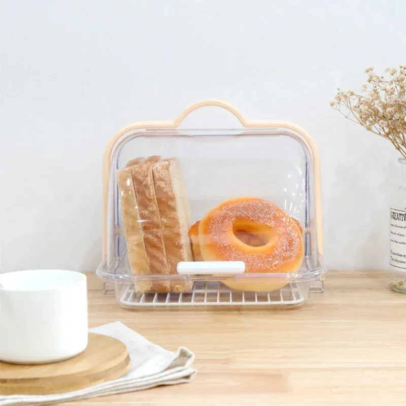 Bread Box Acrylic Bread Storage Container For Homemade Bread Cookies Bagels Muffins Bread Holder With Roll Top Lid