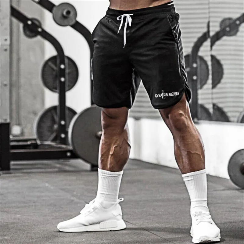 

Summer Mesh Quick Dry Fitness Shorts Men Gym Knee Length Bodybuilding Active Shorts Joggers Workout Sweat Short Pants