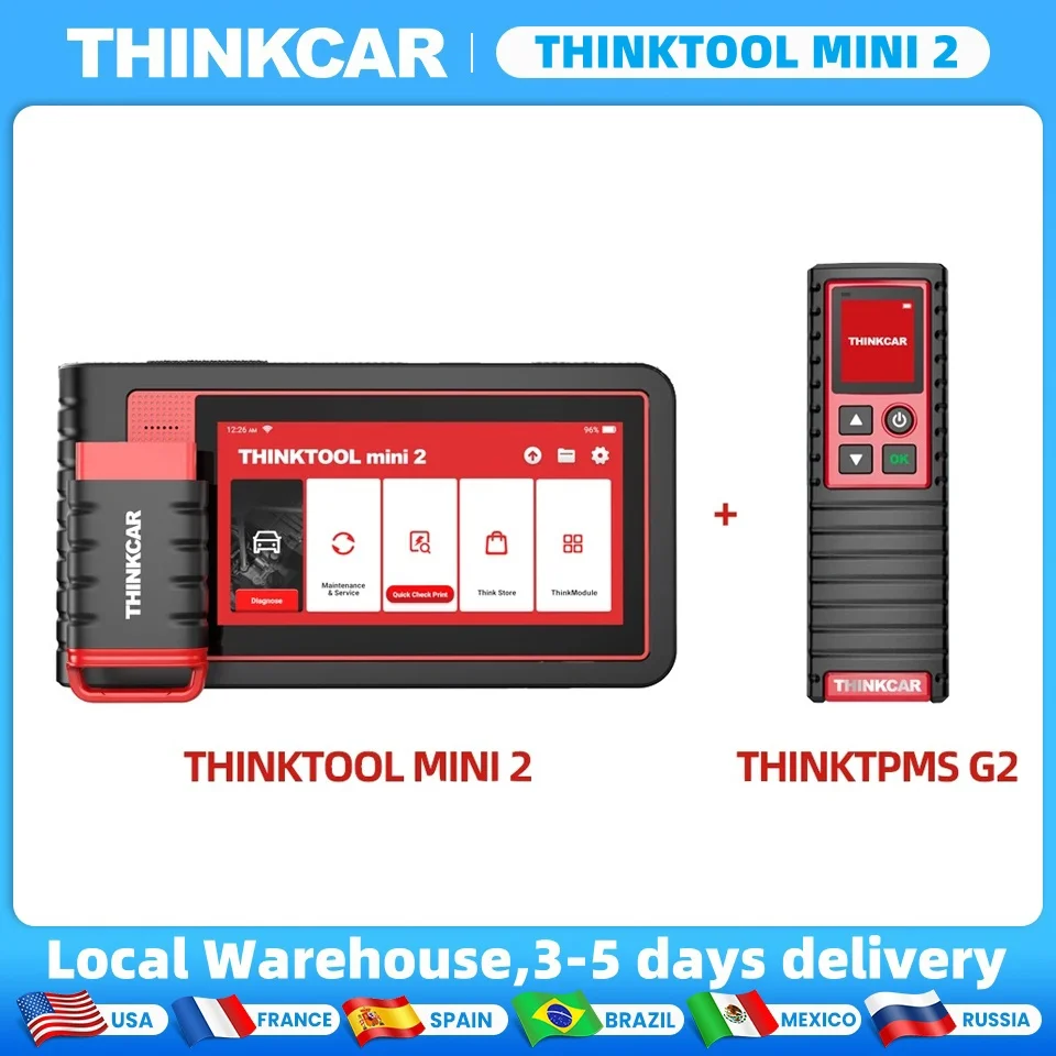 THINKTOOL MINI 2 OBD2 Scanner With ThinkTPMS G2 Tire Pressure Tools Full System 28 Resets Lifetime Free Update Diagnostic Tools