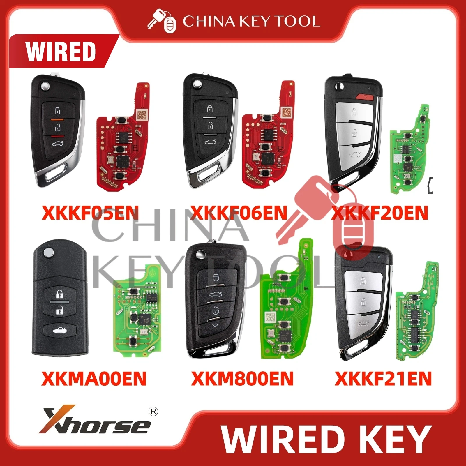 Xhorse Knife Style 3 Buttons 2nd Generation Wire Remote XKKF05EN XKKF06EN XKKF20EN XKKF21EN XKMA00EN XKM800EN Global Version