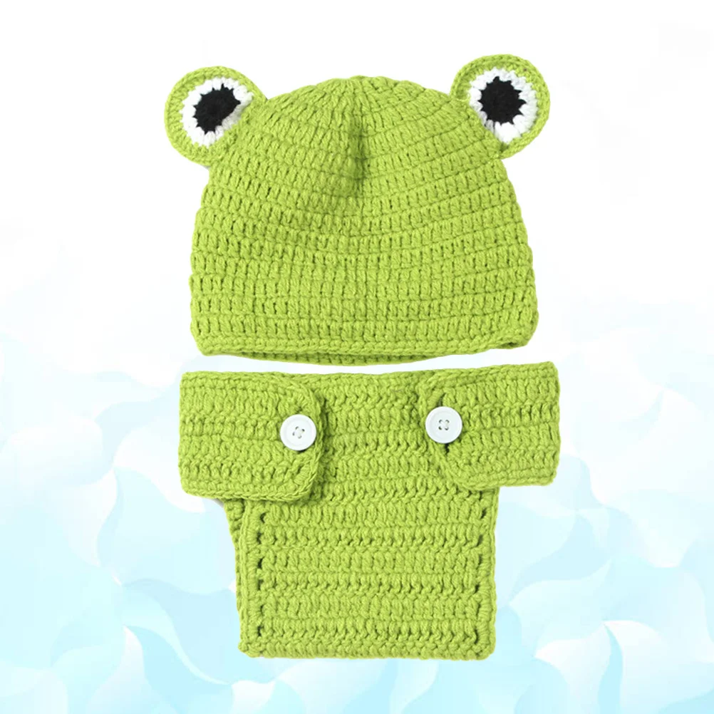 

2Pcs Newborn Baby Hand-Knitted Woolen Hat Photography Props Comfortable Infant Photo Costume Gift Newborn Baby Costume