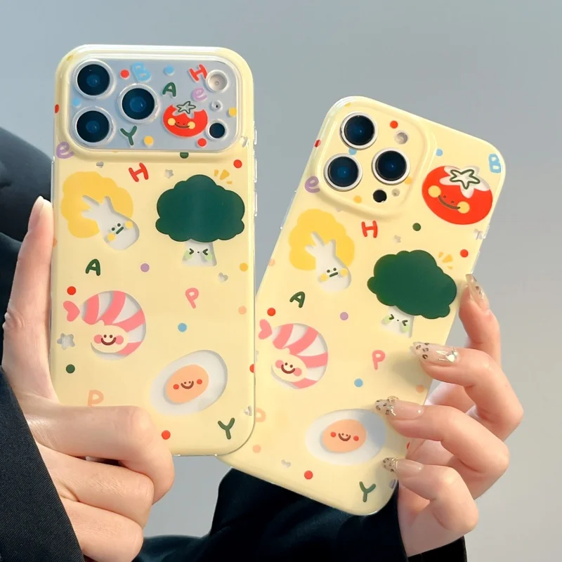 

Funny Cute Vegetables Pattern Phone Case For iPhone 17 Pro 15 16 14 Pro Max Back Cover Shockproof Cartoon Cases For iPhone 16Pro