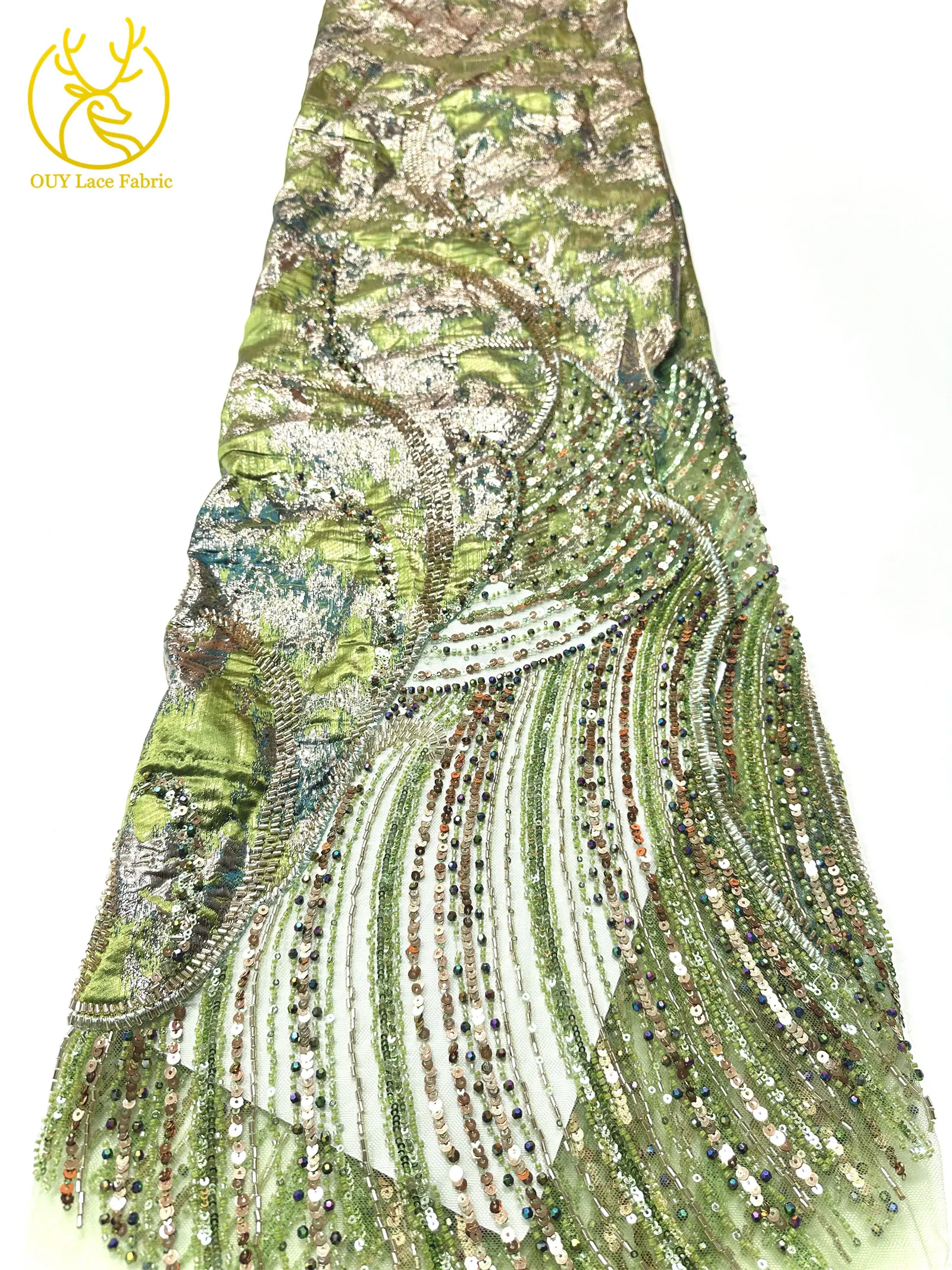 Lila luxuriöser afrikanischer schwere Perlen-Chiffon-Spitzenstoff 2026 Hochwertiger nigerianischer Pailletten-Spitzenstoff für Abendkleider 5 Yards – Detail 22