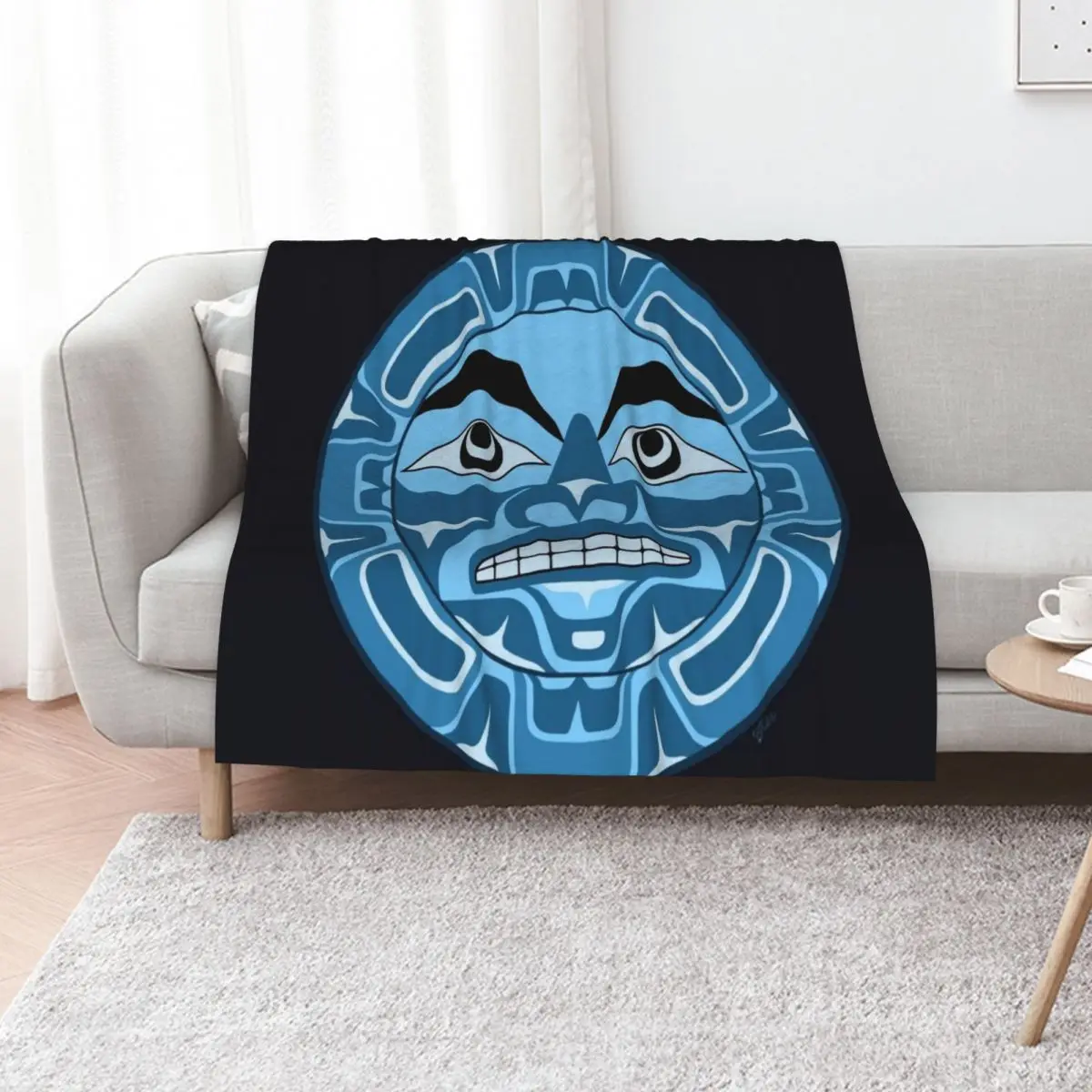 

Haida influenced Blue Moon, PNWstyle Throw Blanket Warm Designers wednesday Bed Fashionable Blankets