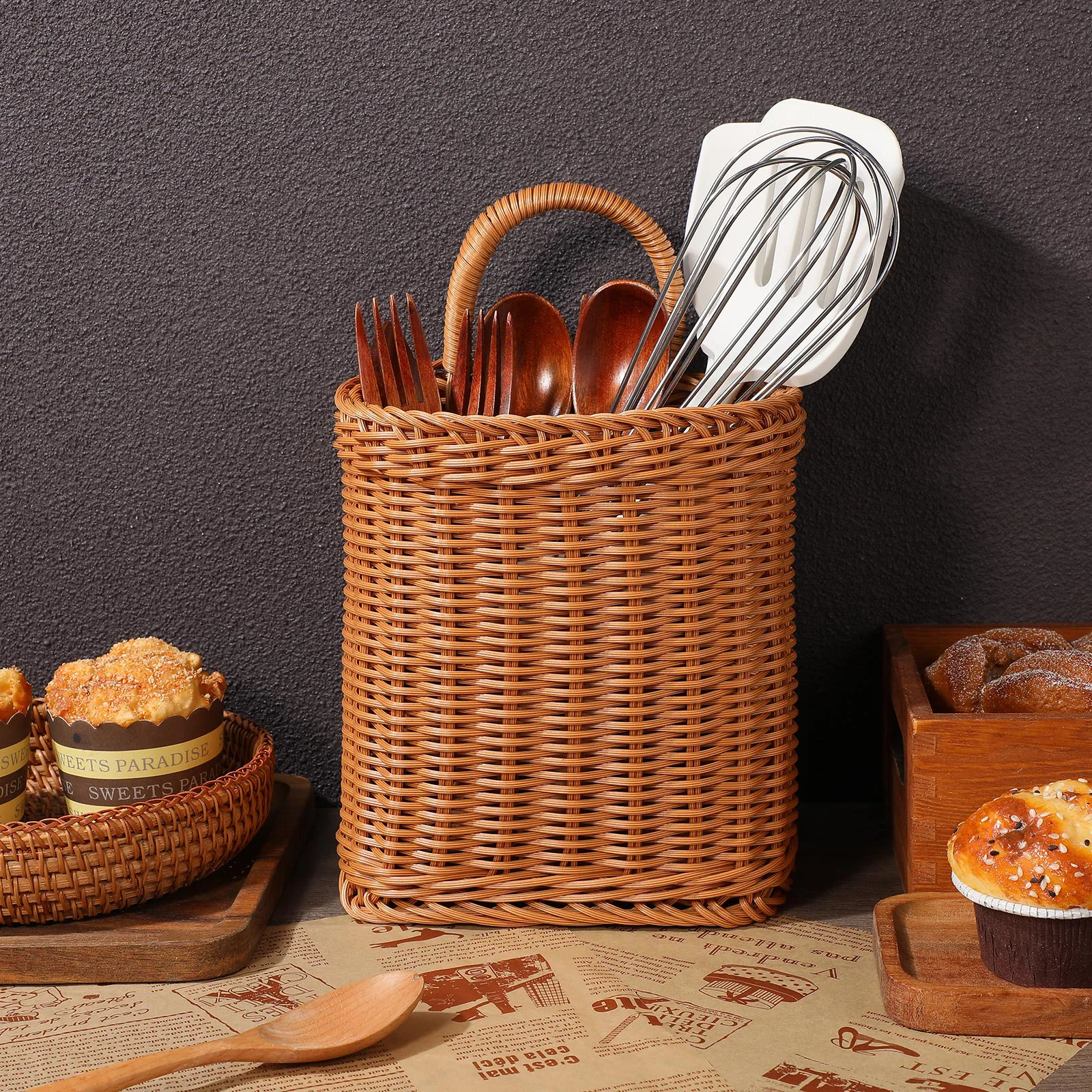 Wicker Storage Basket Kitchenware Hanging Rattan Sundries Egg Bucket Home Supplies Shopping