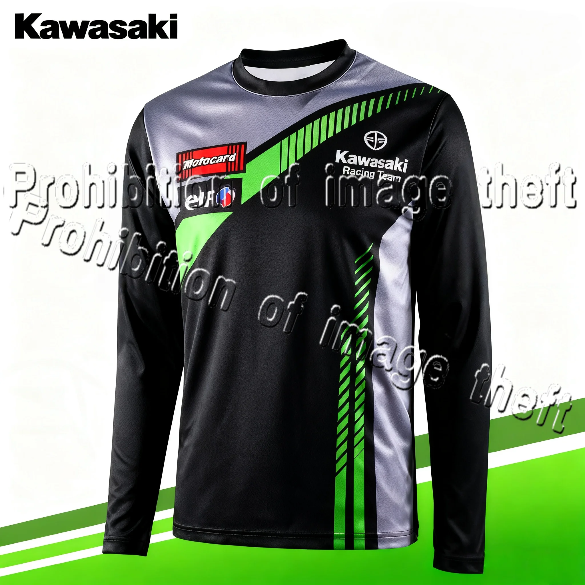 

Autumn/Winter Kawasaki Theme Long Sleeve Thickened Adult Sports Running Long Sleeve T-shirt Cycling Warm Top