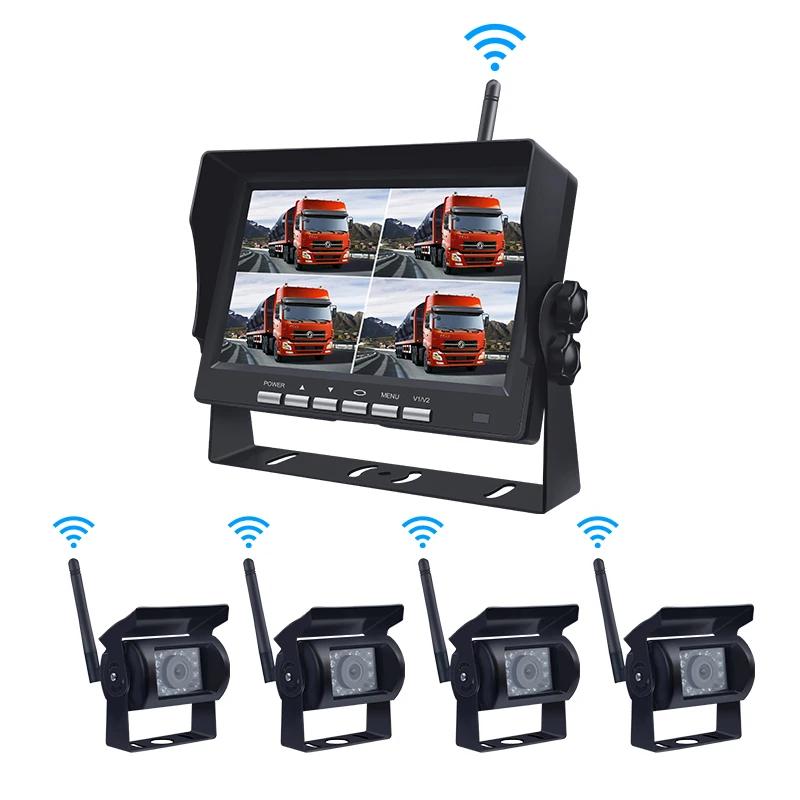 

2.4G digital Car Rear View Parking Backup Vehicle 4CH Monitor Reversing Kit System Wireless Reverse Camera