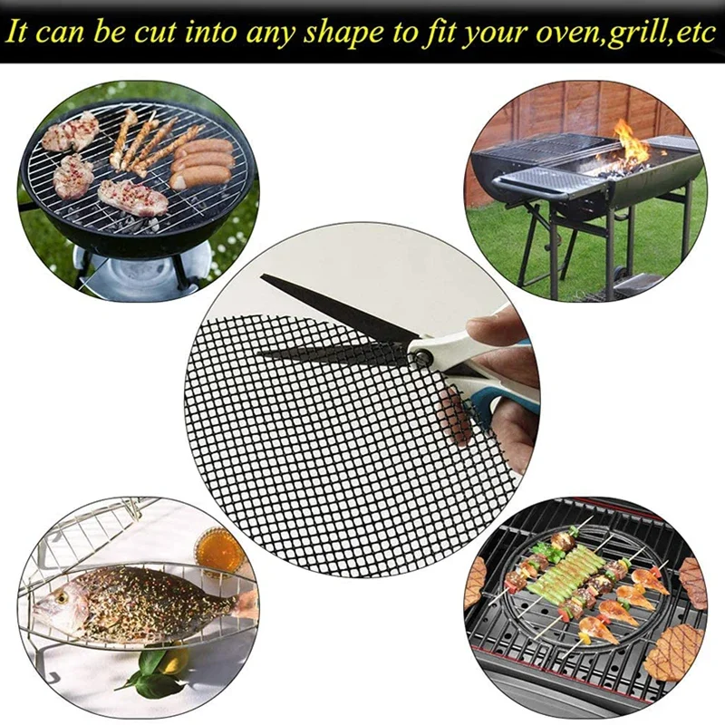 40*30cm Baking Mat Cooking Grilling Sheet Heat Resistance BBQ Mesh Mat Non-Stick BBQ Barbecue Pad for Party Grill Mat Tools