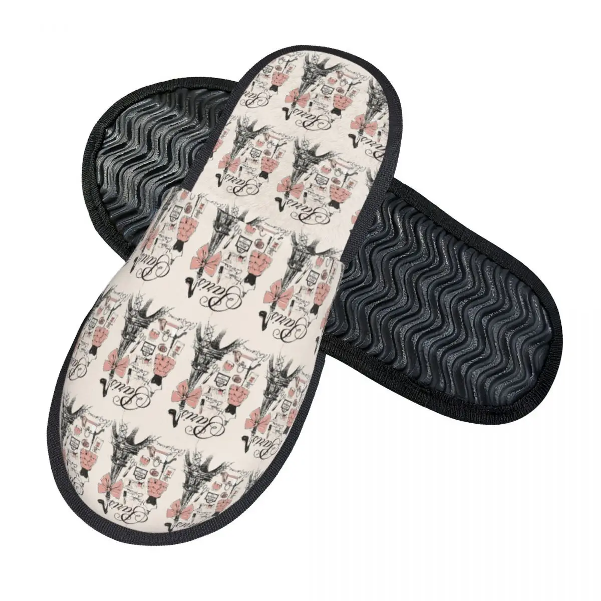 Custom French Paris France Eiffel Tower Slippers Memory Foam Warm Soft Women House Slipper Indoor Cozy Shoes