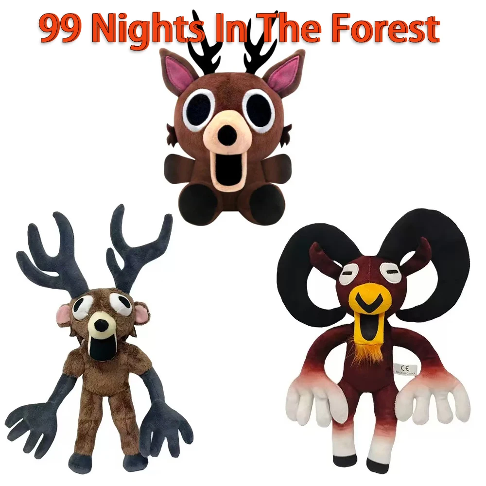 

3PCS New 99 Nights In The Forest Plush Game Merchandise Brown Stand And Sit Elk Deer White Owl Stuffed Doll Pillow For Kid Gifts