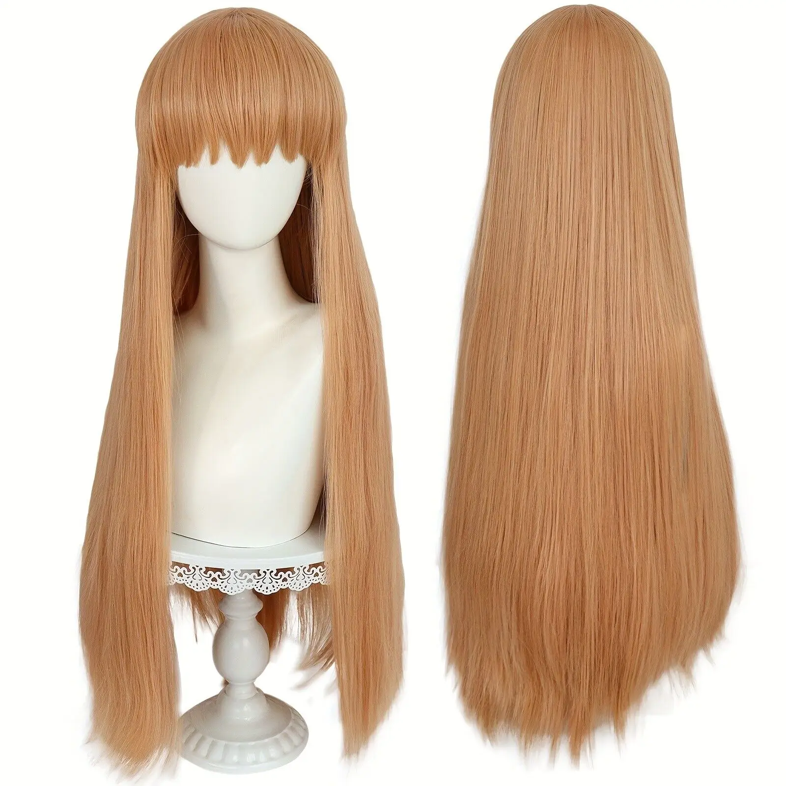 

32Inch Synthetic Long Brown Straight Women's Wig Anime Cosplay Wig For Halloween