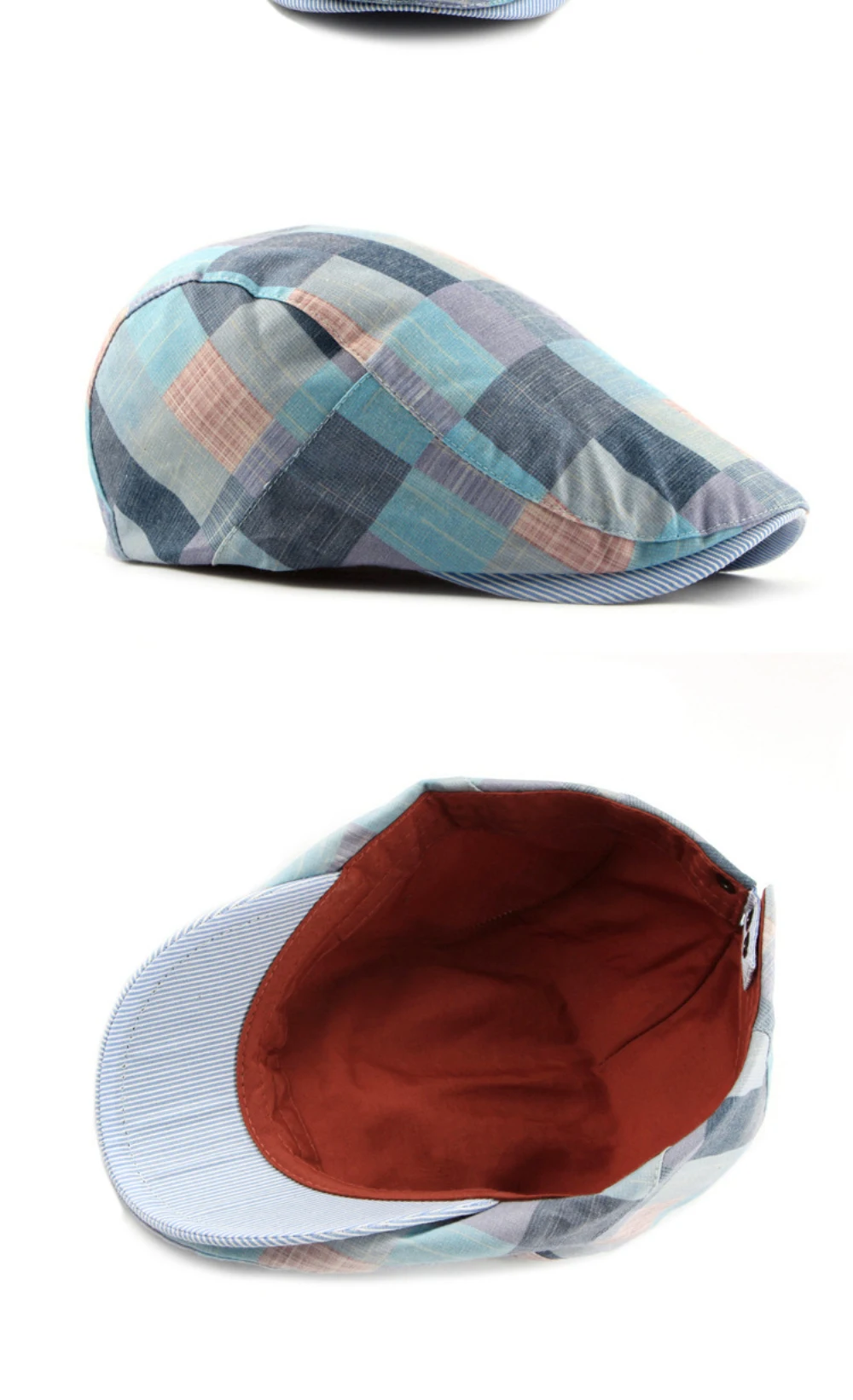 HT5113 Herren- und Damen-Baskenmützen Vintage Künstler-Mütze Verstellbare Ivy-Flatcap Neue Frühling-Sommer Karierte Baskenmütze – Detail 3