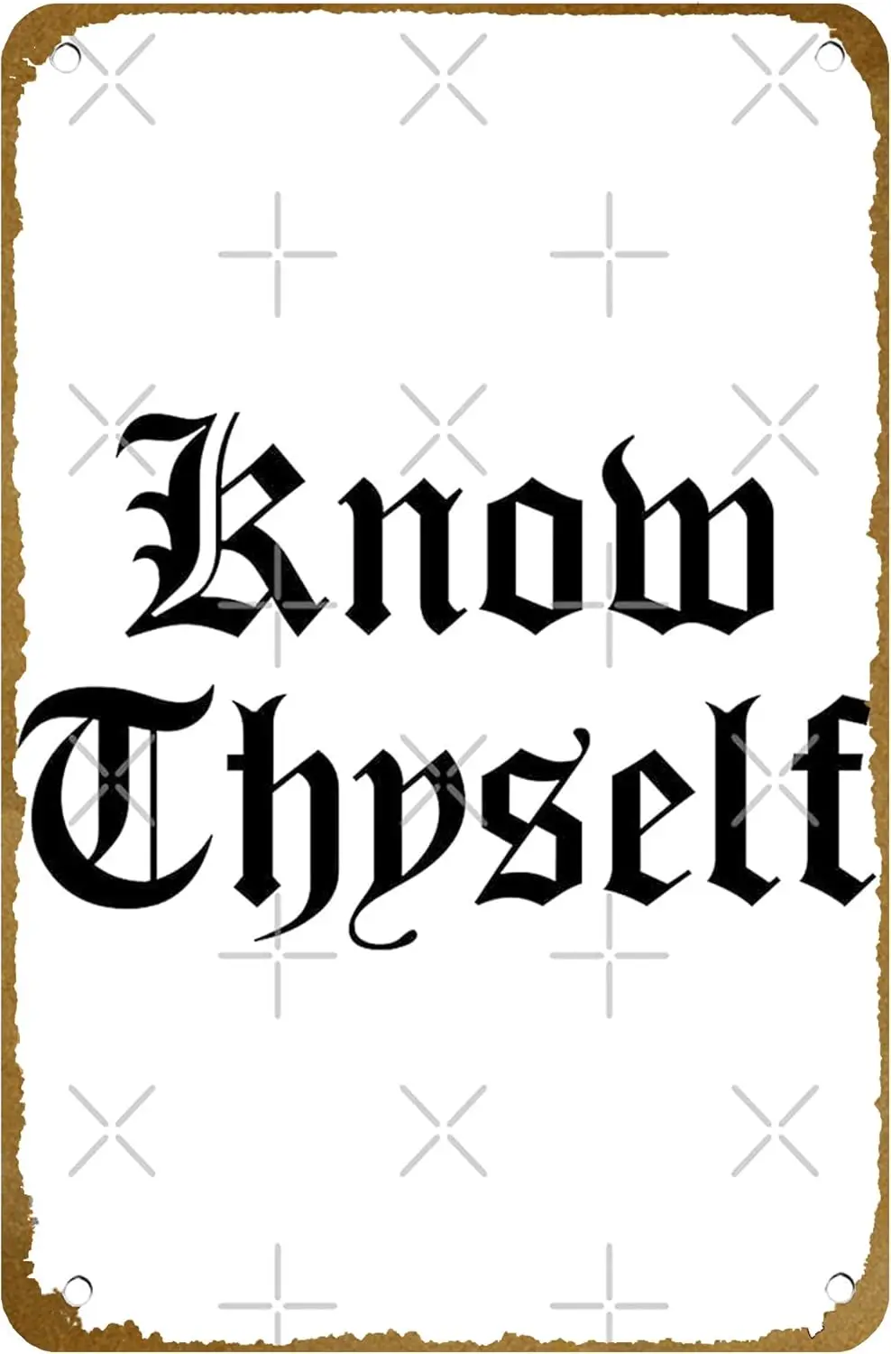 Know Thyself - Inspirational Calligraphy Art (White Edition) Poster Vintage Metal Tin sign Logo Family Club Bar Cafe Bedroo sign