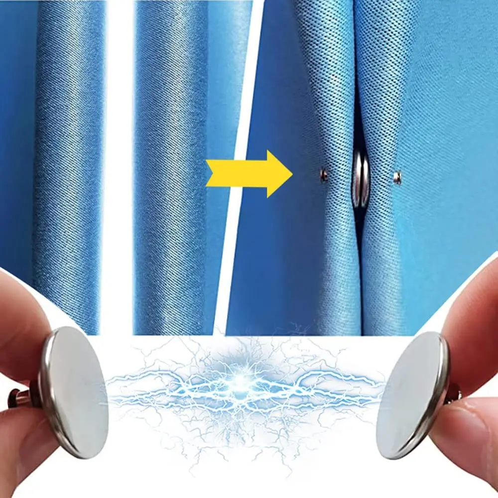 40/2PCS Magnetic Curtain Button Nail Free Detachable Window Curtains Prevent Light Close Buckle Living Room Curtain Magnet Clips