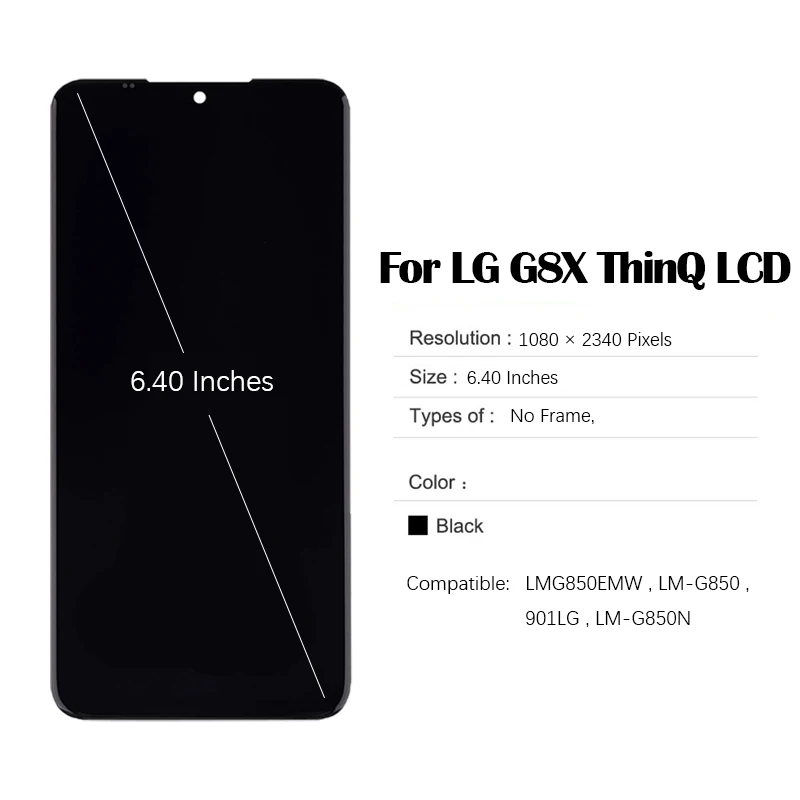 AMOLED Display for LG G8X ThinQ V50S ThinQ 5G Screen Replacement Digitizer Assembly LM-V510N LCD Display Replacement with  Kit