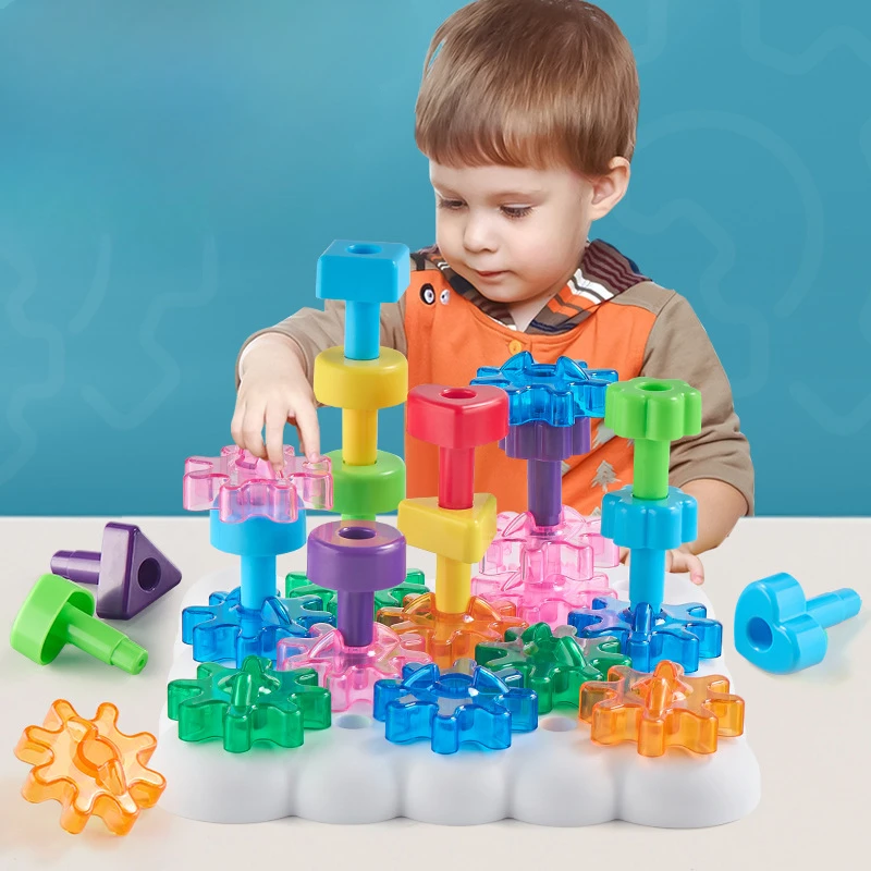 Blocs de construction géométriques pour enfants, jouets, engrenages rotatifs, jeu de société, jeu de cordage, exercice de forme, reconnaissance des couleurs, cadeaux