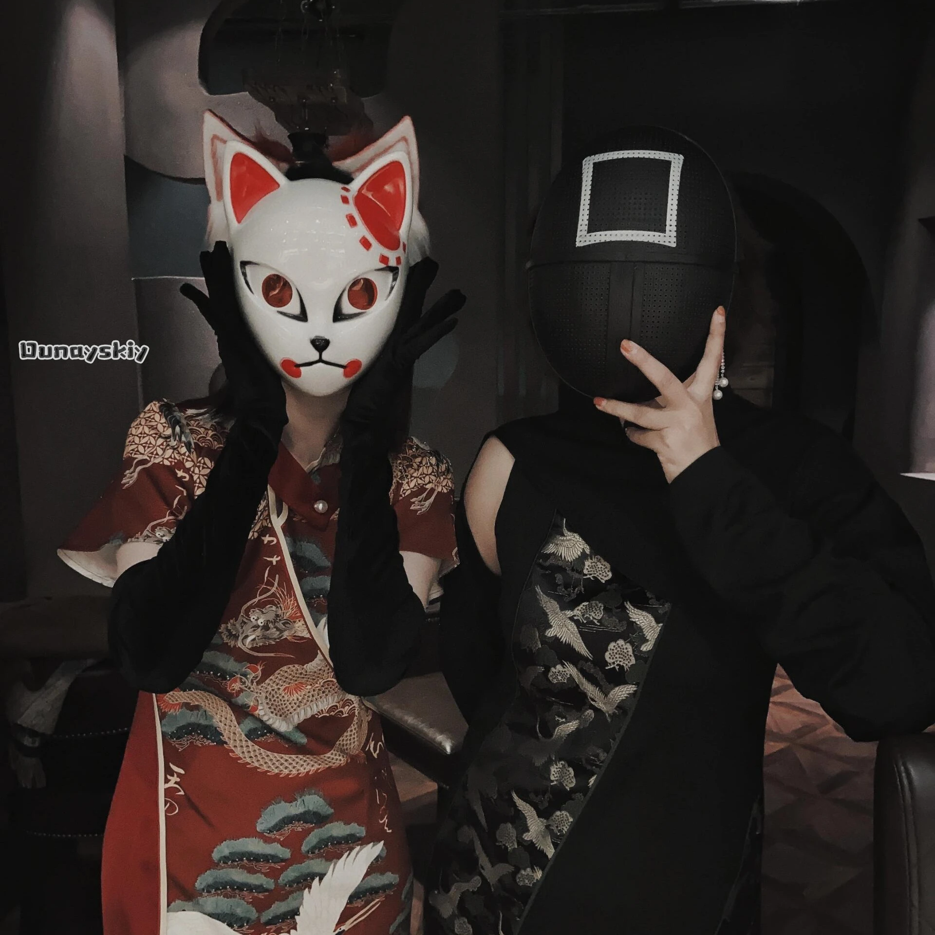 

Косплей Аниме Японская Маска Демона Cat Fox Slayer Маска Камадо Танджиро Маскарад Хэллоуин Косплей Опора Томиока Гиюу{BankaiMode}