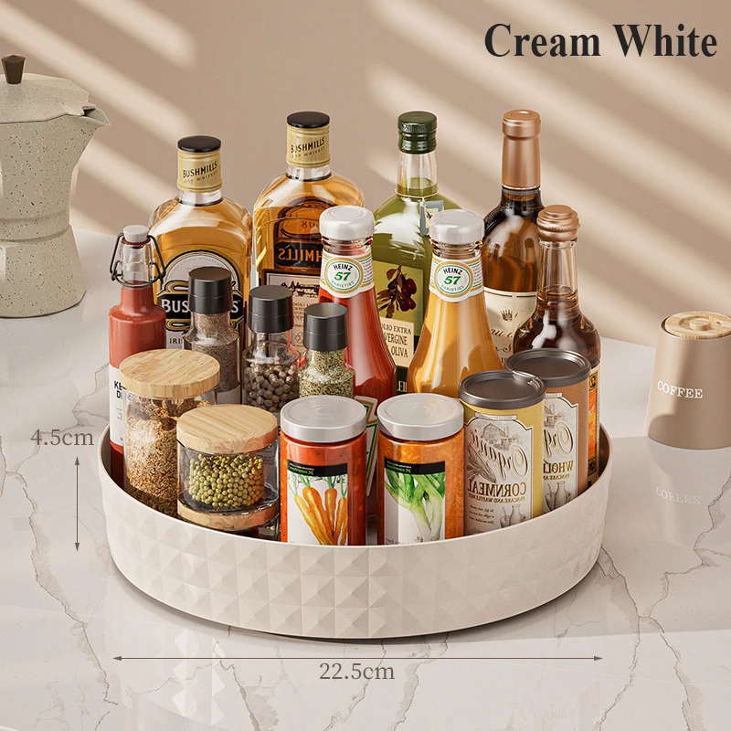 Kitchen Storage Spice Rack 360 Degree Rotation Cabinet Storage Box Tray Non-Slip Spice Round Shelf Board Kitchen Organizer image 5