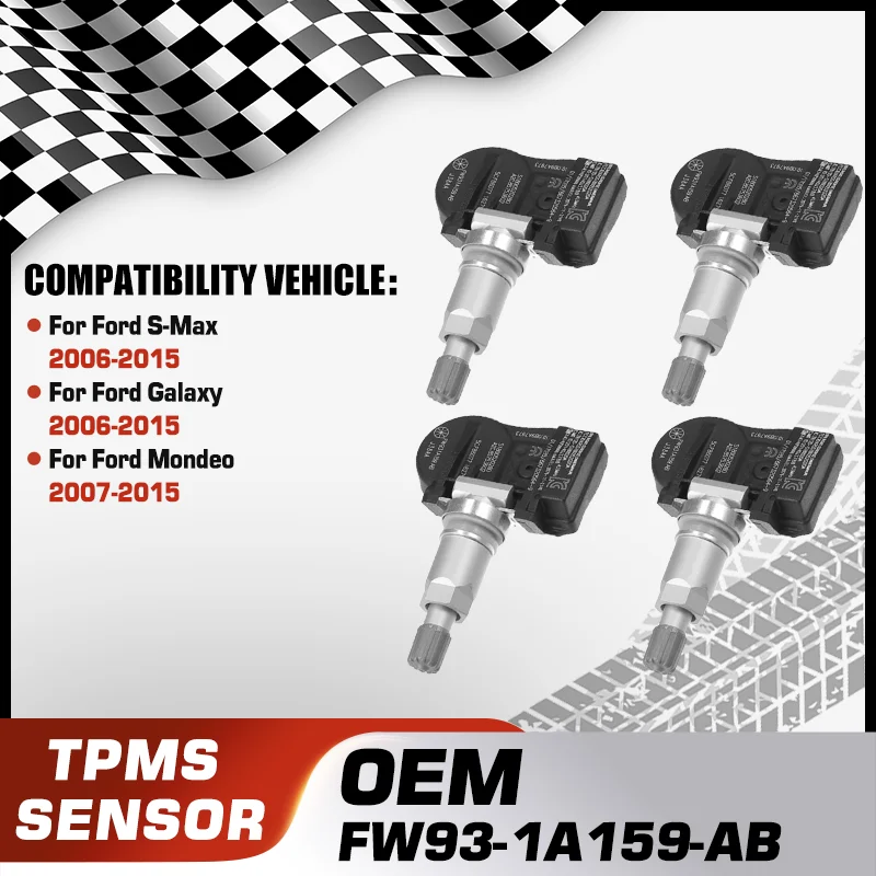 

Car TPMS Tire Pressure Monitor Sensor System For Ford S-Max Ford Galaxy 2006-2015 Ford Mondeo 2007-2015 FW93-1A159-AB 433 MHz