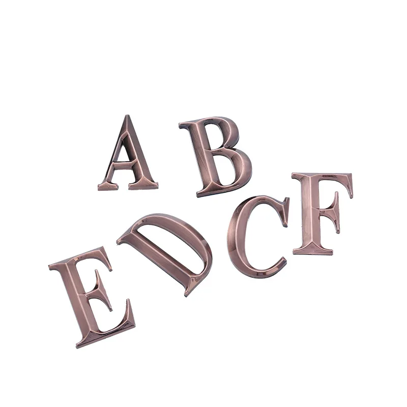 1PC 7CM Modern Letters Sticker Silver/Gold/Red Copper/Black Plaque Hotel Address Digits Sign ABS Door Plate