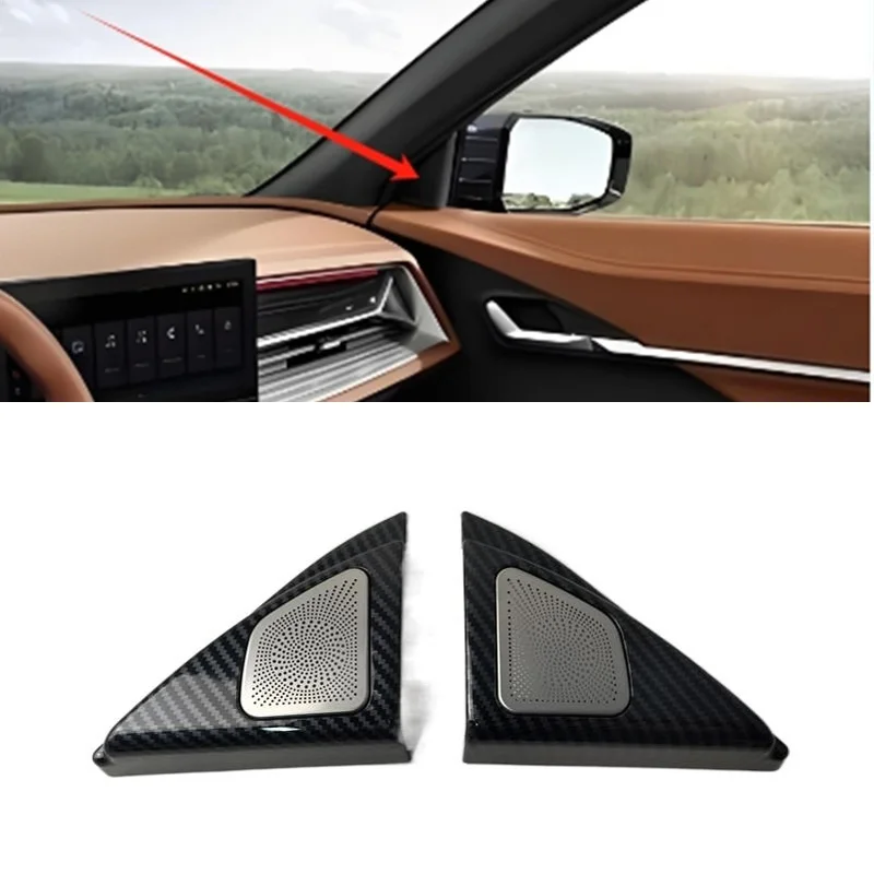2 peças/lote, capa decorativa para alto-falante do pilar A do carro, em plástico ABS com textura de fibra de carbono, para SsangYong Torres 2022-2025