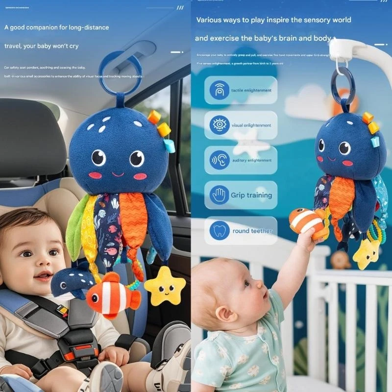 Baby Crib Hanging Teether Decoration with Charm Interactive Toy Infant Gift 15UB