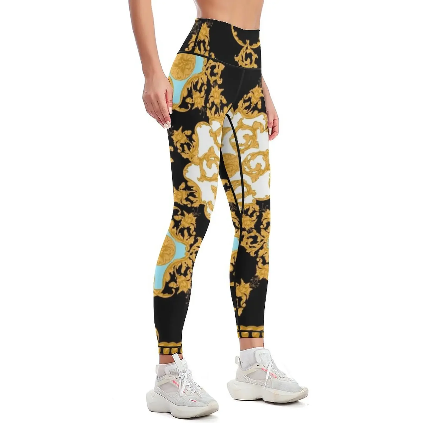 Golden baroque Leggings sportswear for gym active wear sport pants Sports pants for Womens Leggings