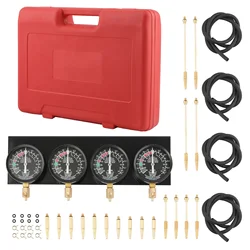 Motorcycle Carb Synchronizer Balancer Tool Kit w/ 4 Gauges & Universal Adapters
